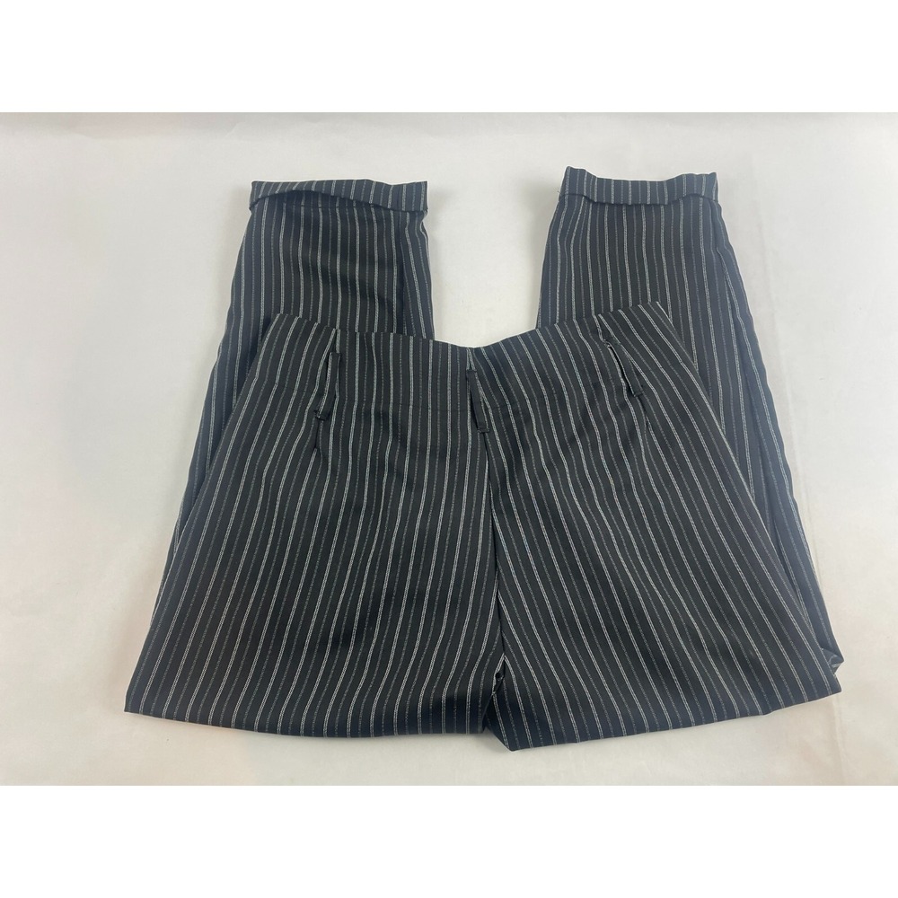 Indigo Rein Pants Women's Size 13/30 Black White Pinstriped Dress Pants Pleated